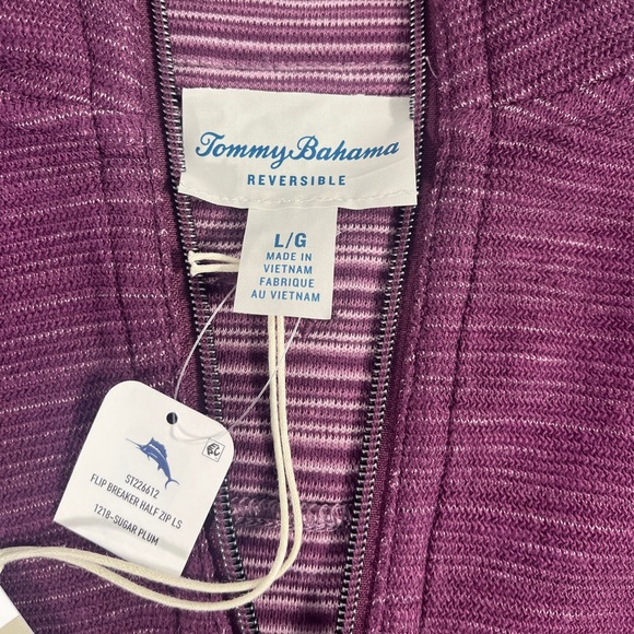 Tommy Bahama Flip Breaker Reversible Half Zip in Sugar Plumb - Picture 6 of 9